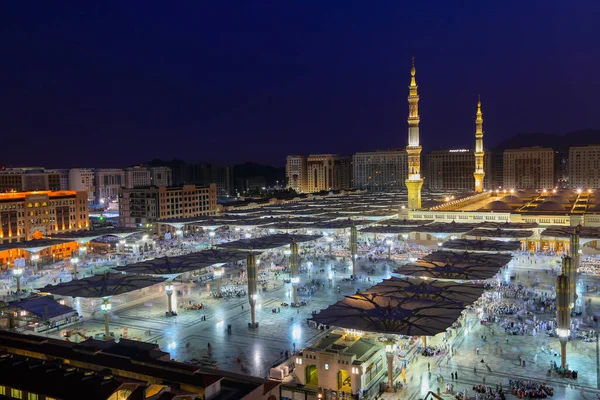 The mosque of the Prophet in Saudi Arabia, Medina. It is one of the largest mosques in the world. After Mecca, it is the second most holy mosque in Islam. Saudi Arabia, Medina