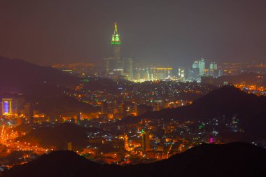 Hira mağarası ve Suudi Arabistan 'ın kutsal Kabe manzarası