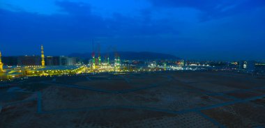 Medina, KSA. Peygamber 'in mezarı yeşil kubbenin altında..