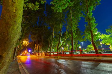Florya kıyı yolu ve sahil kenarı, rıhtım ve uzun pozlama tekniği.