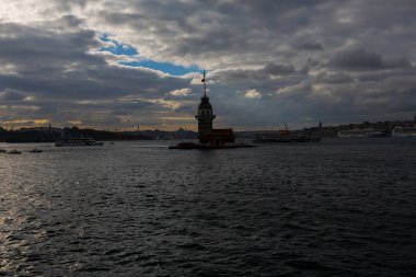 İstanbul, Boğaz, Uskudar. Osmanlı döneminin antik deniz feneri. Kız kulesi. (Bakire Kulesi) (Kiz Kulesi))