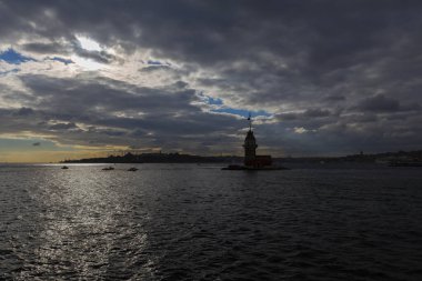 İstanbul, Boğaz, Uskudar. Osmanlı döneminin antik deniz feneri. Kız kulesi. (Bakire Kulesi) (Kiz Kulesi))