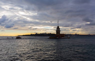 İstanbul, Boğaz, Uskudar. Osmanlı döneminin antik deniz feneri. Kız kulesi. (Bakire Kulesi) (Kiz Kulesi))