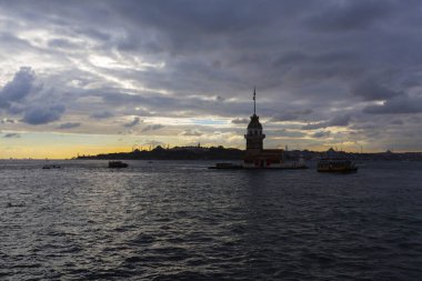İstanbul, Boğaz, Uskudar. Osmanlı döneminin antik deniz feneri. Kız kulesi. (Bakire Kulesi) (Kiz Kulesi))
