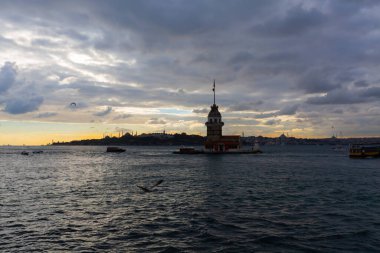 İstanbul, Boğaz, Uskudar. Osmanlı döneminin antik deniz feneri. Kız kulesi. (Bakire Kulesi) (Kiz Kulesi))