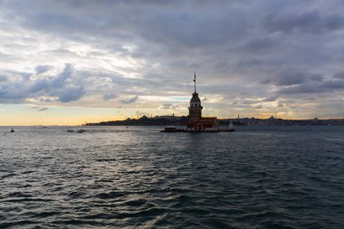İstanbul, Boğaz, Uskudar. Osmanlı döneminin antik deniz feneri. Kız kulesi. (Bakire Kulesi) (Kiz Kulesi))