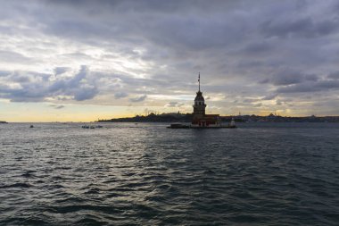 İstanbul, Boğaz, Uskudar. Osmanlı döneminin antik deniz feneri. Kız kulesi. (Bakire Kulesi) (Kiz Kulesi))