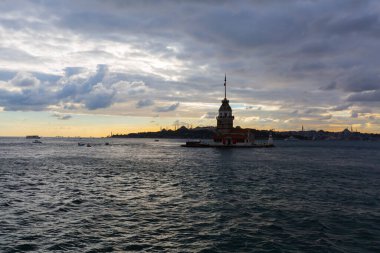 İstanbul, Boğaz, Uskudar. Osmanlı döneminin antik deniz feneri. Kız kulesi. (Bakire Kulesi) (Kiz Kulesi))