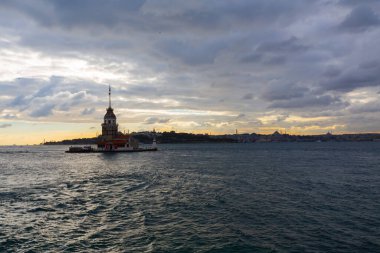 İstanbul, Boğaz, Uskudar. Osmanlı döneminin antik deniz feneri. Kız kulesi. (Bakire Kulesi) (Kiz Kulesi))