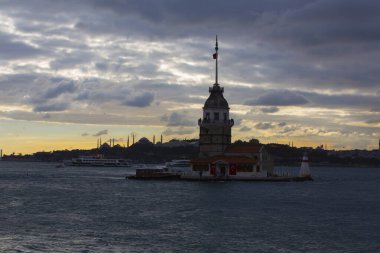 İstanbul, Boğaz, Uskudar. Osmanlı döneminin antik deniz feneri. Kız kulesi. (Bakire Kulesi) (Kiz Kulesi))