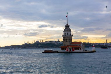 İstanbul, Boğaz, Uskudar. Osmanlı döneminin antik deniz feneri. Kız kulesi. (Bakire Kulesi) (Kiz Kulesi))