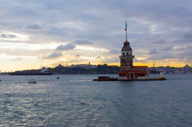 İstanbul, Boğaz, Uskudar. Osmanlı döneminin antik deniz feneri. Kız kulesi. (Bakire Kulesi) (Kiz Kulesi))