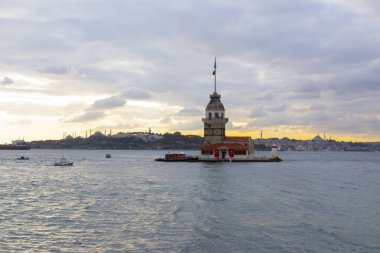 İstanbul, Boğaz, Uskudar. Osmanlı döneminin antik deniz feneri. Kız kulesi. (Bakire Kulesi) (Kiz Kulesi))