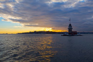 İstanbul, Boğaz, Uskudar. Osmanlı döneminin antik deniz feneri. Kız kulesi. (Bakire Kulesi) (Kiz Kulesi))