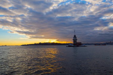 İstanbul, Boğaz, Uskudar. Osmanlı döneminin antik deniz feneri. Kız kulesi. (Bakire Kulesi) (Kiz Kulesi))