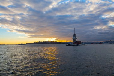 İstanbul, Boğaz, Uskudar. Osmanlı döneminin antik deniz feneri. Kız kulesi. (Bakire Kulesi) (Kiz Kulesi))