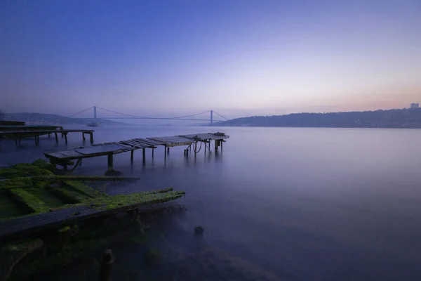 Seebrücke Foto Mit Langzeitbelichtung Aufgenommen — Stockfoto