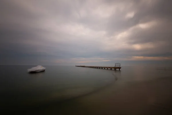 Pier Foto Tirada Com Técnica Exposição Longa — Fotografia de Stock