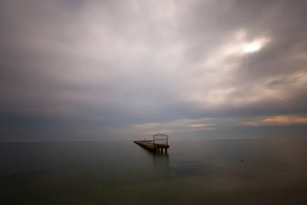 Pier Foto Tirada Com Técnica Exposição Longa — Fotografia de Stock