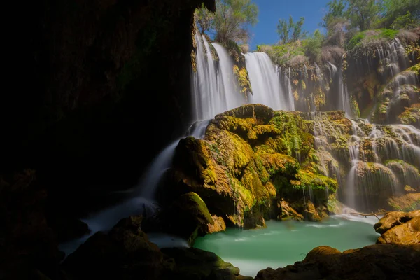 Водоспад Єркопру Англ Yerkopru Waterfall Знаменитий Водоспад Розташований Річці Гоксу — стокове фото