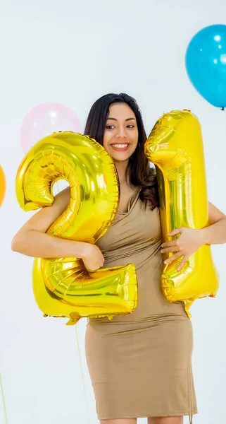 Retrato Mujer Asia Divertido Fiesta Año Nuevo —  Fotos de Stock