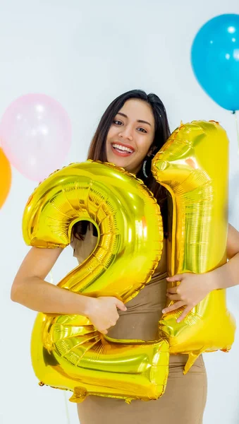 Retrato Mujer Asia Divertido Fiesta Año Nuevo — Foto de Stock