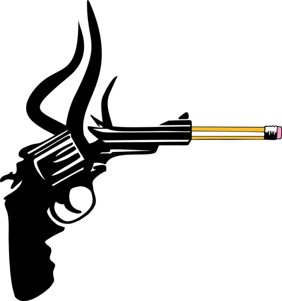Pencil vs gun — Stock Vector