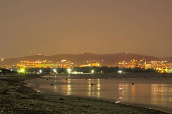 City on the background of the sea. Anapa, Krasnodar Krai, Russia. night landscape — Stock Photo, Image