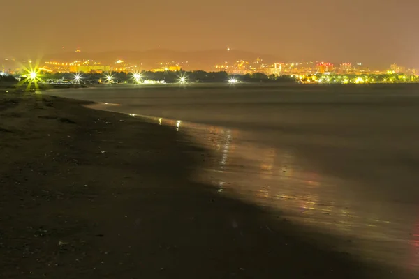 City on the background of the sea. Anapa, Krasnodar Krai, Russia. night landscape — Stock Photo, Image