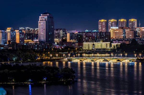 Widok Nocny Changchun City Nanhu Park Chinach — Zdjęcie stockowe