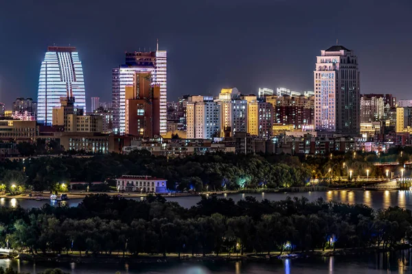 Vista Nocturna Ciudad Changchun Parque Nanhu China —  Fotos de Stock