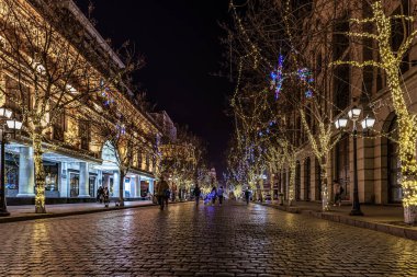 Central Street 'in gece manzarası, Harbin, Çin