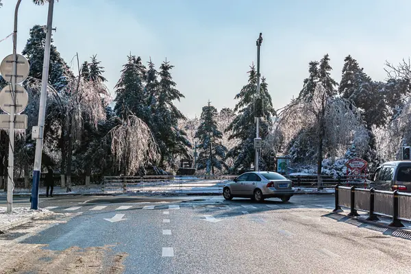 Paisaje Invernal Calles Changchun China Después Nieve — Foto de Stock