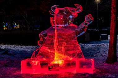 Çin Changchun Nanhu Parkı Buz ve Kar Işığı Sergisi Ay Yeni Yılı 'nı karşılıyor