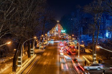 Changchun, Çin 'deki kış kentsel manzarası