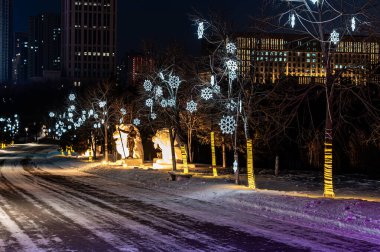 Changchun Dünya Heykel Bahçesi, Çin 'deki yeni buz ve kar parkının gece manzarası
