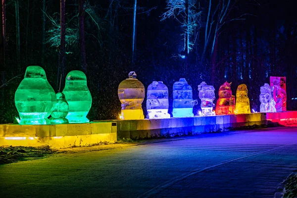 Night View Snow World Light Show Way Jingyuetan National Forest — Φωτογραφία Αρχείου