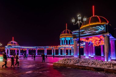 Changchun Park, Changchun, Çin 'de Yeni Yıl Buz Feneri Partisi manzarası