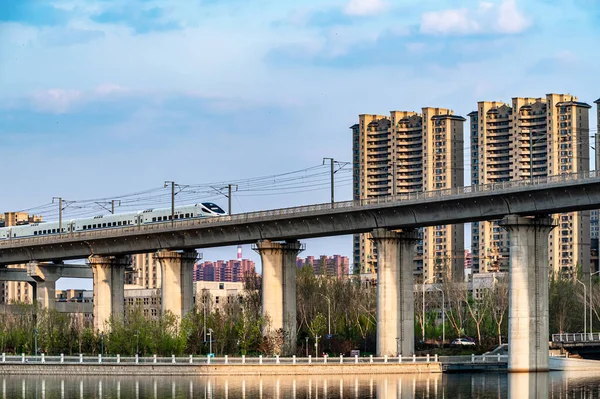 City High Speed Rail Landscape Yitong River Changchun China — Foto de Stock