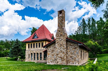 Jingyuetan Ulusal Orman Parkı 'ndaki Vasa Müzesi' nin mimari manzarası, Changchun, Çin