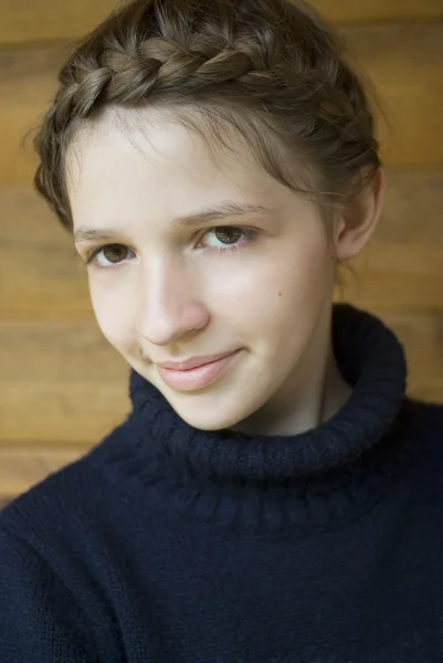 Teenage girl with braided hairstyle — Stock Photo, Image