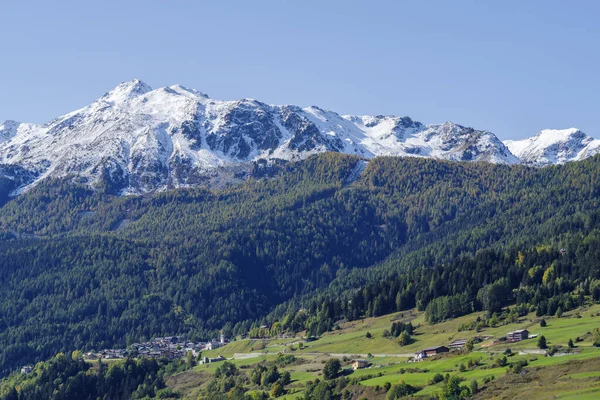 Scenic View Snowcapped Mountains Valtellina Valley Lombardia Régió Sondrio Tartomány — Stock Fotó