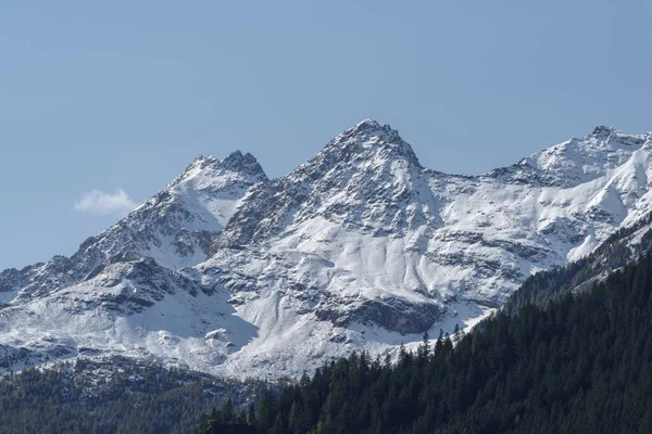 Scenic View Snowcapped Mountains Valtellina Valley Lombardy Region Sondrio Province — Stock Photo, Image