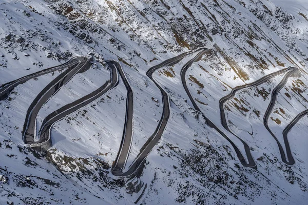 Estrada Sinuosa Topo Passe Stelvio Tirol Sul Itália — Fotografia de Stock