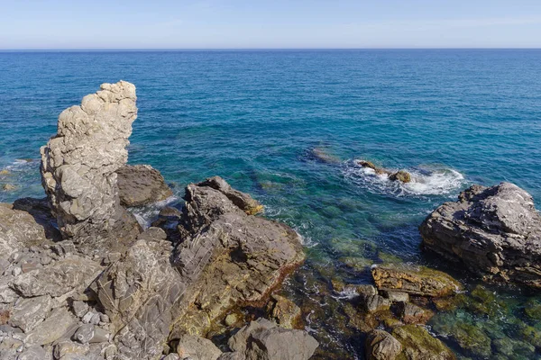 Italia Riviera Liguria Pantai Rocky — Stok Foto