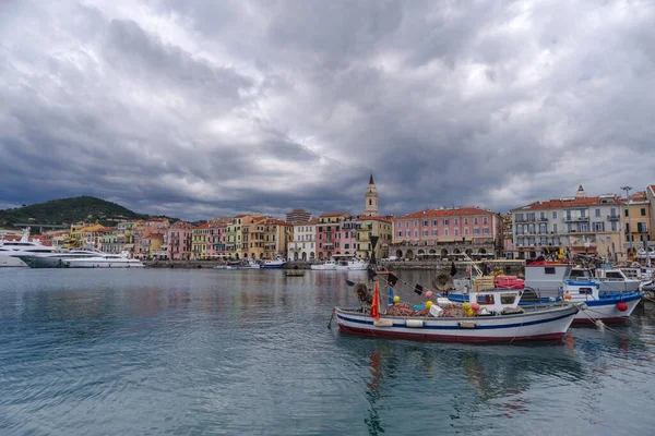 Imperia Oneglia Ancien Port Vue Mer Jour Pluie Riviera Italienne — Photo