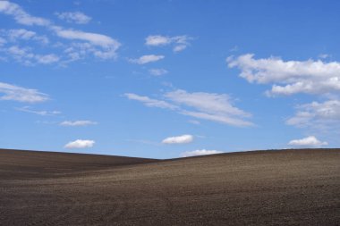 Baharda sürülen tarla. Podilski Tovtry Doğa Koruma Alanı, Podolia Bölgesi, Güneybatı Ukrayna