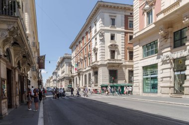 Roma, İtalya - 12 Haziran 2021 Via del Corso, Roma