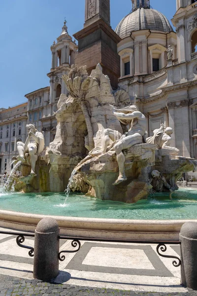 Fontana Del Quatro Fiumi Négy Folyó Forrása Piazza Navonán Róma — Stock Fotó