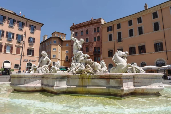 Rome Italie Juin 2021 Fontaine Neptune Sur Place Navona Une — Photo